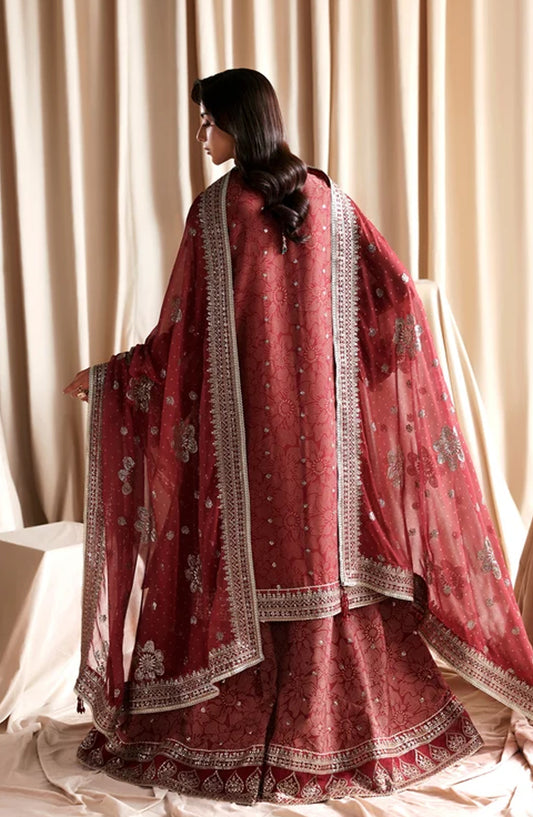Siraya by Zarif Embroidered Chiffon Unstitched 3 Piece Suit - 04 Maheen - ZRF26SRY - Red - Formal Collection
