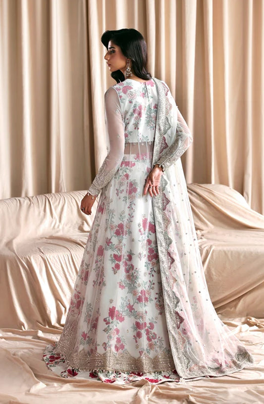 Siraya by Zarif Embroidered Net Unstitched 3 Piece Suit - 03 Chashni - ZRF26SRY - White - Formal Collection