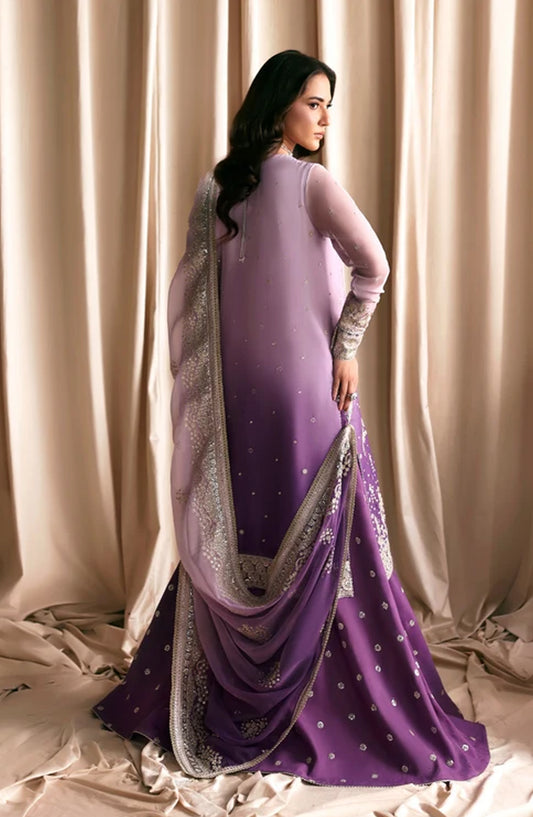 Siraya by Zarif Embroidered Chiffon Unstitched 3 Piece Suit - 02 Nigah - ZRF26SRY - Purple - Formal Collection