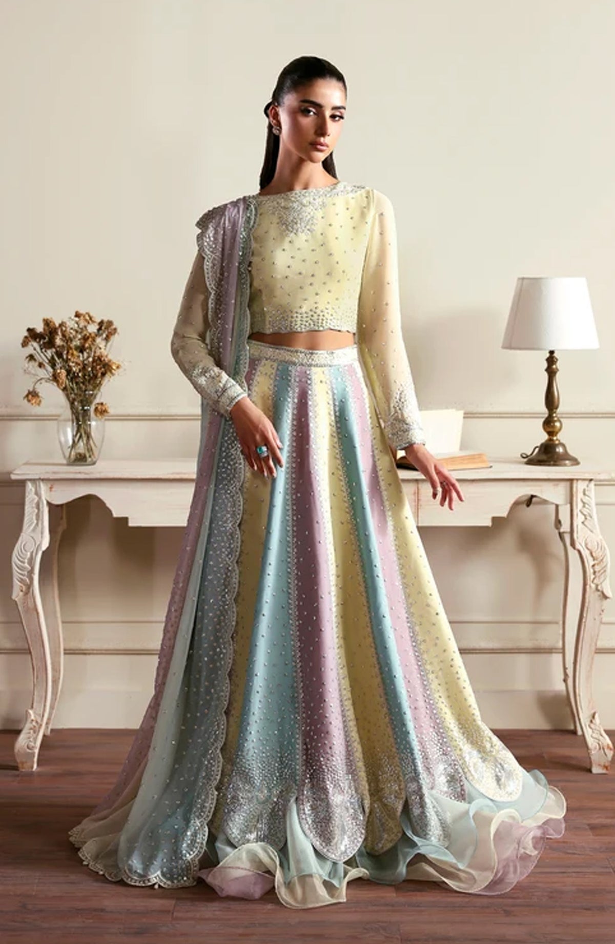 Siraya by Zarif Embroidered Chiffon Unstitched 3 Piece Suit - 01 Sonal - ZRF26SRY - Multi - Formal Collection