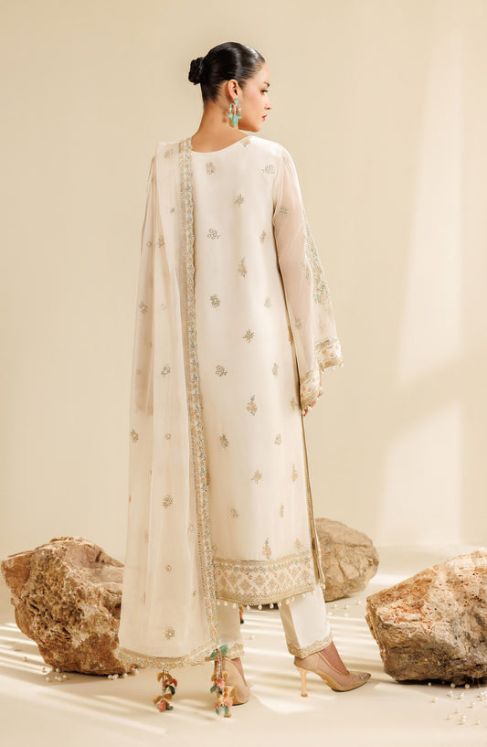 Sireine by Alizeh Embroidered Chiffon Unstitched 3 Piece Suit - 2289 - ALZ26RN - White - Formal Collection