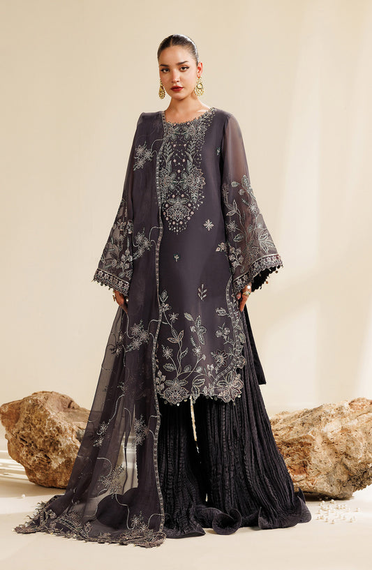 Sireine by Alizeh Embroidered Chiffon Unstitched 3 Piece Suit - 2291 - ALZ26RN - Grey - Formal Collection