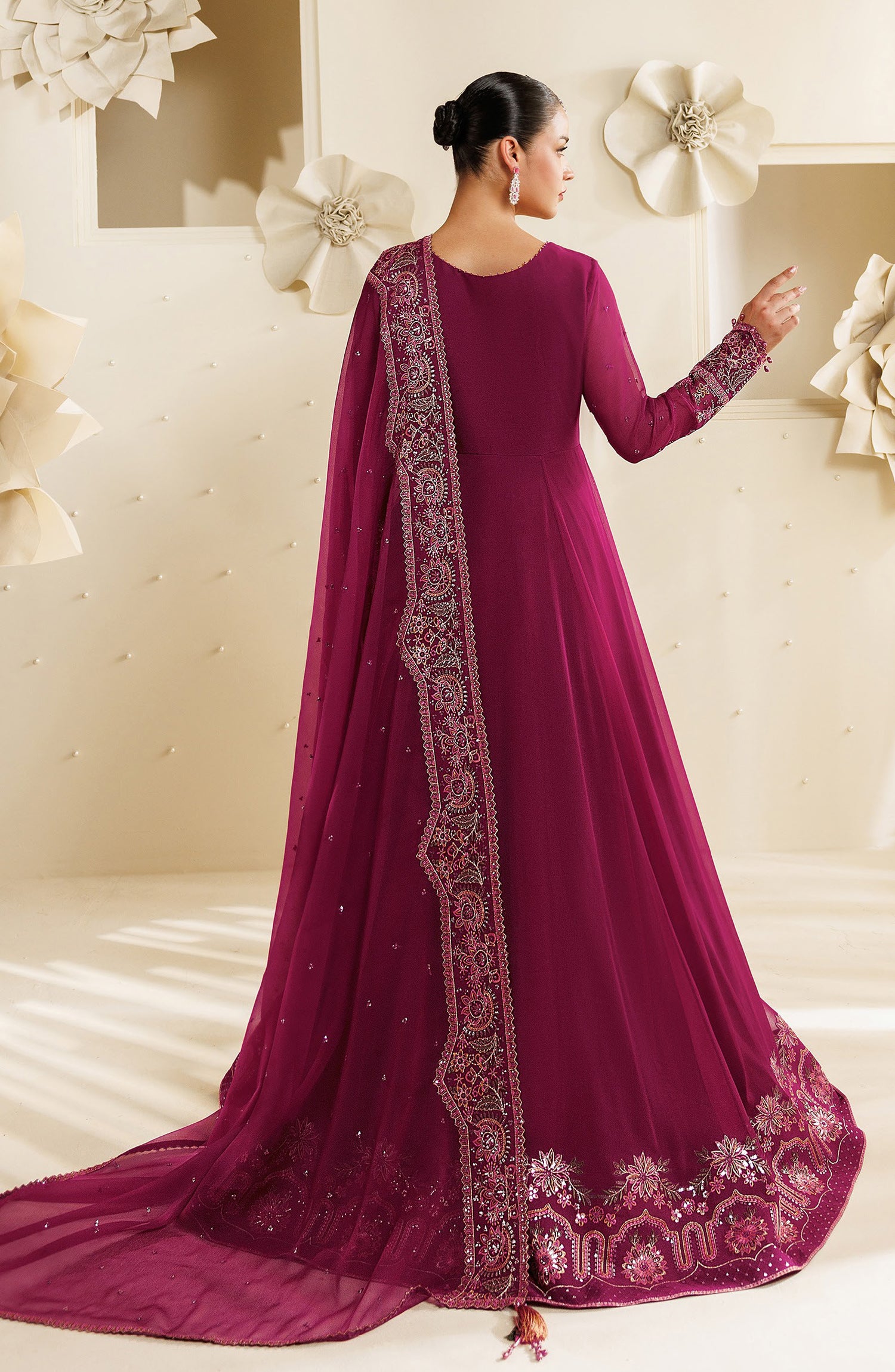 Sireine by Alizeh Embroidered Chiffon Unstitched 3 Piece Suit - 2293 - ALZ26RN - Pink - Formal Collection