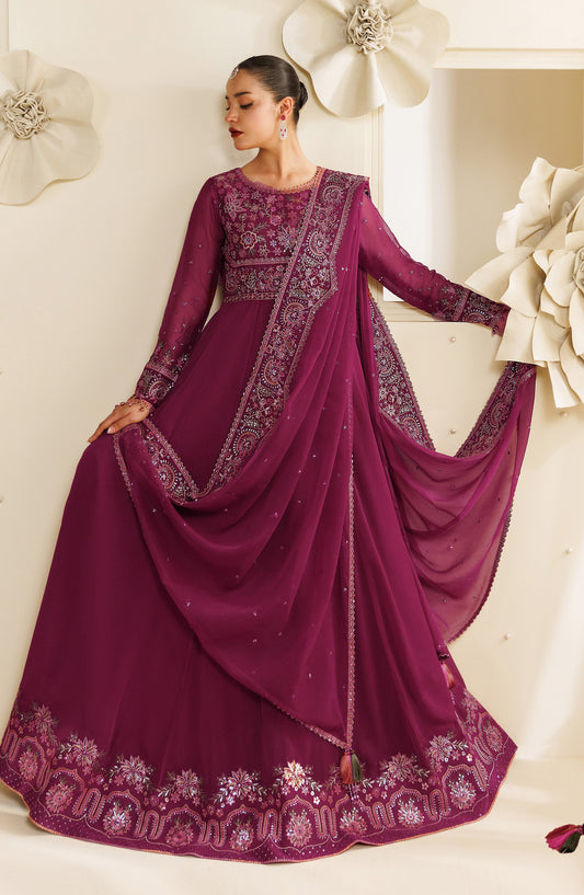 Sireine by Alizeh Embroidered Chiffon Unstitched 3 Piece Suit - 2293 - ALZ26RN - Pink - Formal Collection