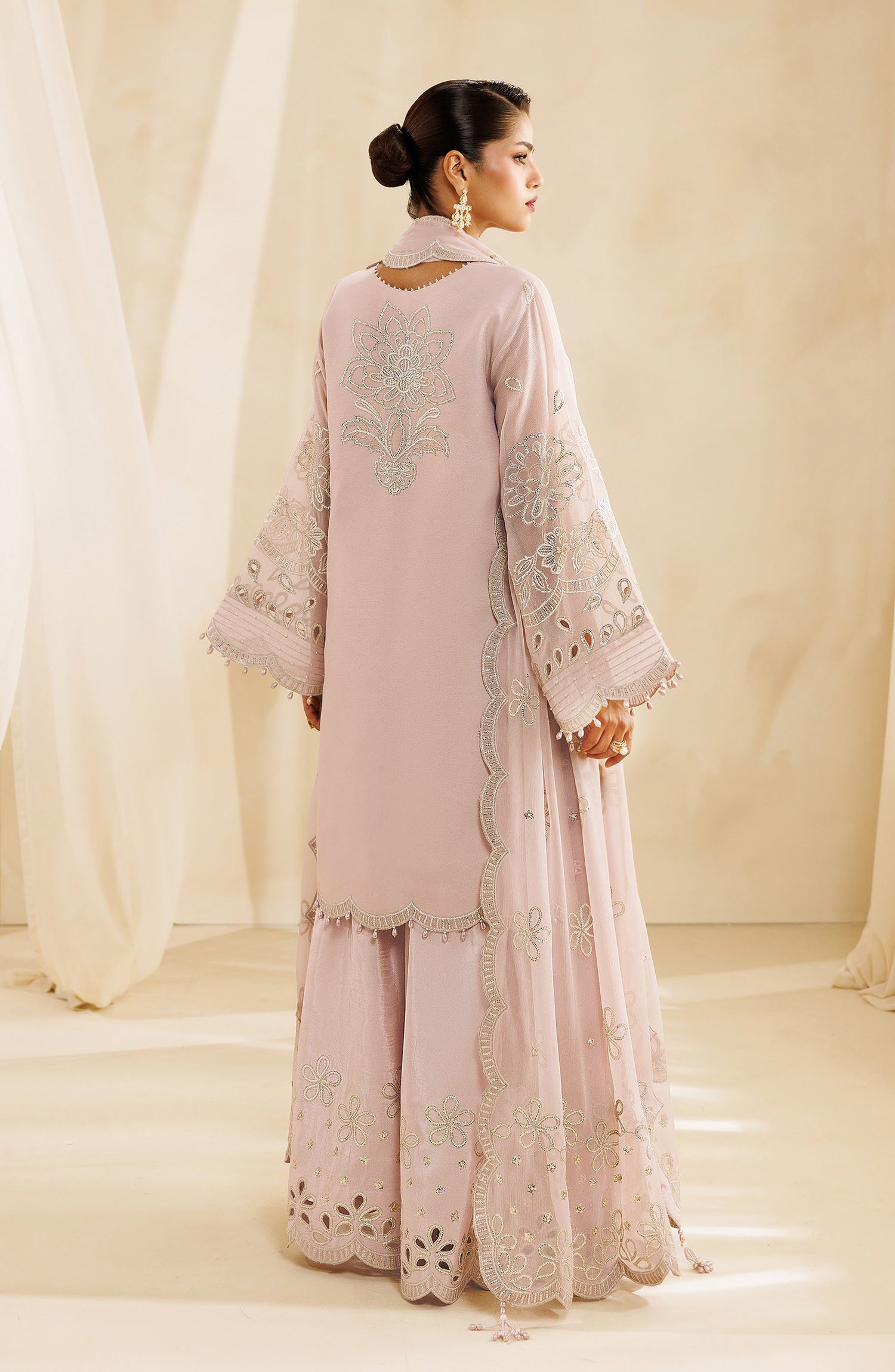 Sireine by Alizeh Embroidered Chiffon Unstitched 3 Piece Suit - 2296 - ALZ26RN - Pink - Formal Collection