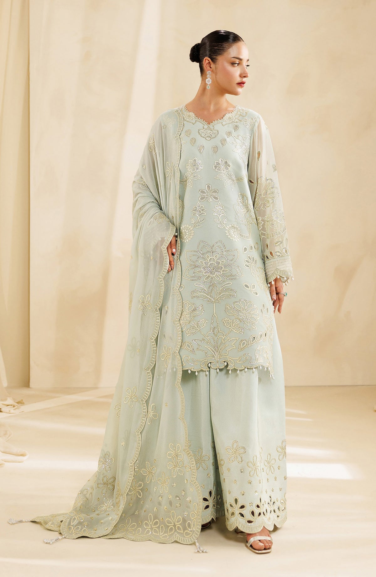 Sireine by Alizeh Embroidered Chiffon Unstitched 3 Piece Suit - 2297 - ALZ26RN - Green - Formal Collection