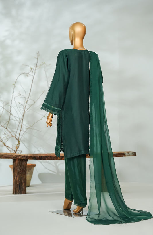 Sitara Boutique by Amna Khadija Printed Khadi Net Stitched 3 Piece Suit - AKSB-01 - AM26KSB - Green - Festive Collection