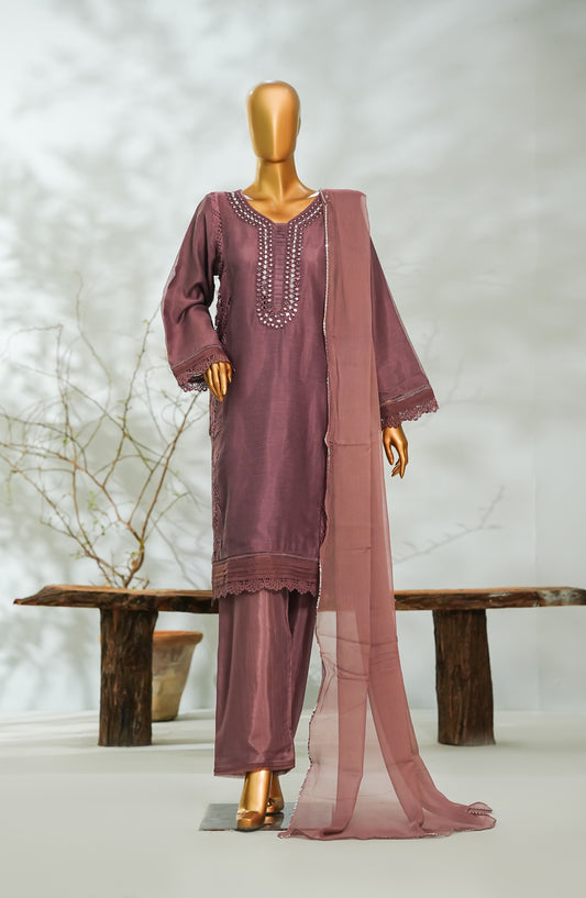 Sitara Boutique by Amna Khadija Printed Khadi Net Stitched 3 Piece Suit - AKSB-04 - AM26KSB - Pink - Festive Collection