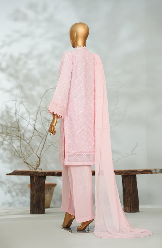 Sitara Boutique by Amna Khadija Printed Khadi Net Stitched 3 Piece Suit - AKSB-07 - AM26KSB - Pink - Festive Collection