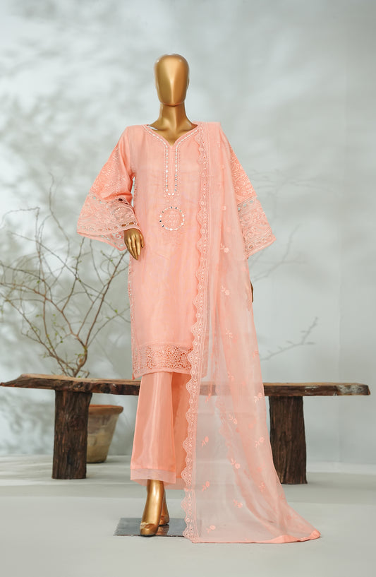 Sitara Boutique by Amna Khadija Printed Organza Net Stitched 3 Piece Suit - AKSB-12 - AM26KSB - Pink - Festive Collection