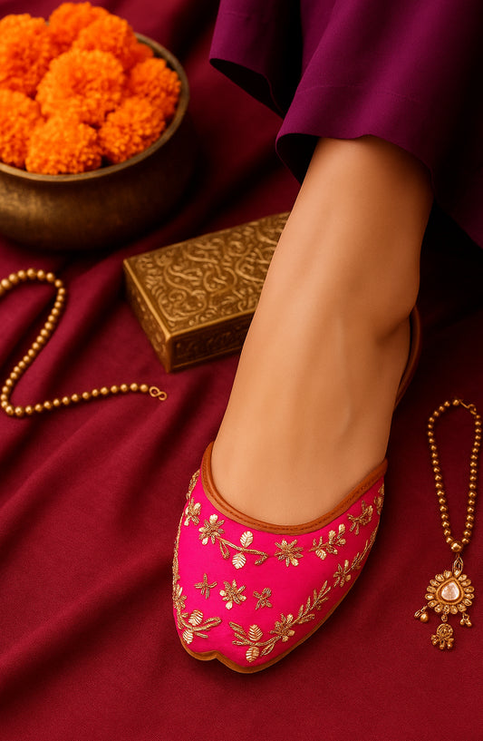 SnF Formal SNF26FK Pink Embroidered Khussa For Her-2150