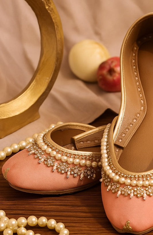 SnF Formal SNF26FK Light Pink Khussa With White Pearls-2144