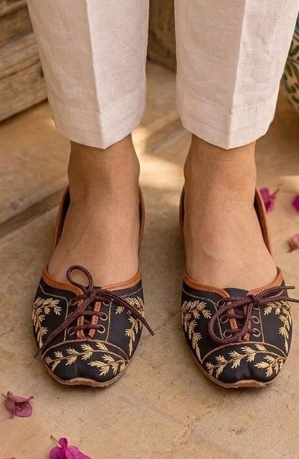 SnF Formal SNF26FK Laceup black Khussa For Her