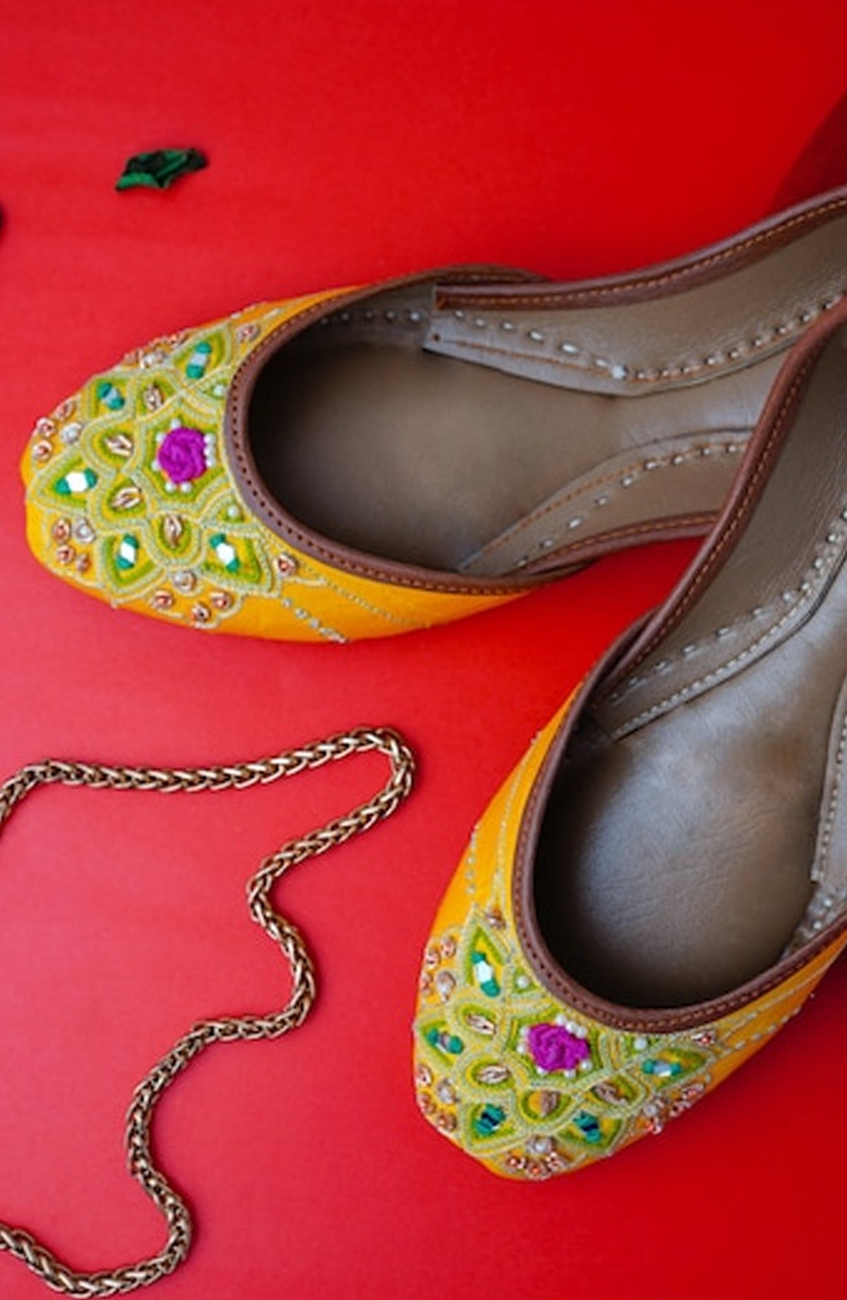 SnF Formal SNF26FK Yellow jutti With Multi embroidery 2543