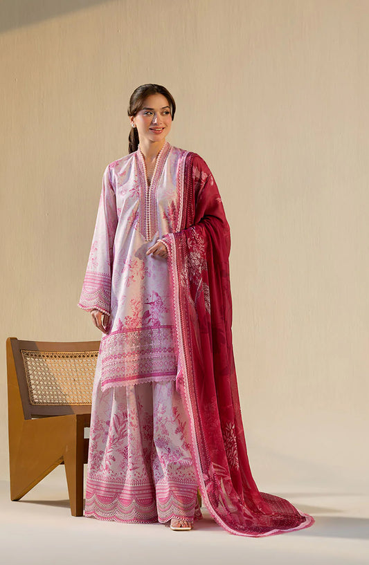 Sobia Nazir Vital Embroidered Lawn Unstitched 3 Piece Suit - 3A - SBN26VT - Pink - Summer Collection