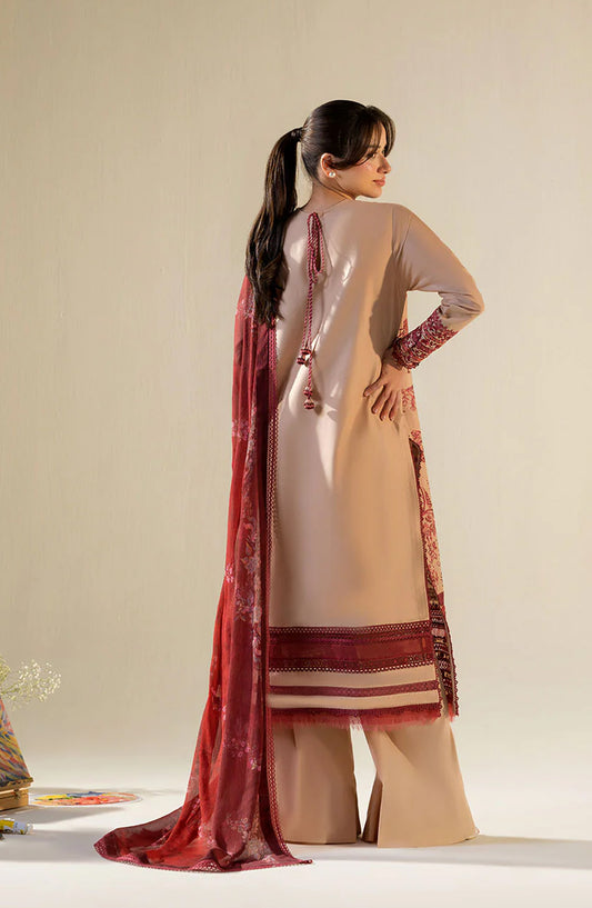 Sobia Nazir Vital Embroidered Lawn Unstitched 3 Piece Suit - 9A - SBN26VT - Beige - Summer Collection