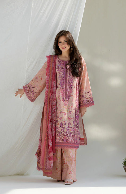 Sobia Nazir Vital Embroidered Lawn Unstitched 3 Piece Suit - 5B - SBN26VT - Pink - Summer Collection