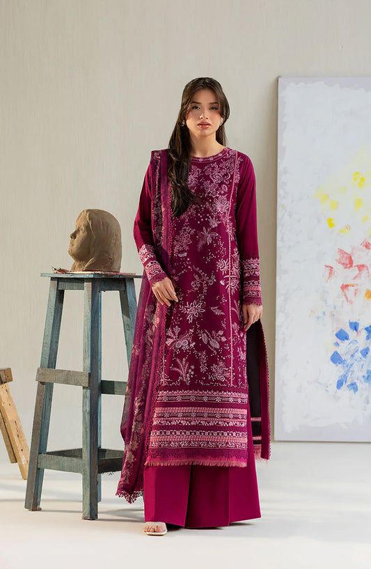 Sobia Nazir Vital Embroidered Lawn Unstitched 3 Piece Suit - 9B - SBN26VT - Pink - Summer Collection