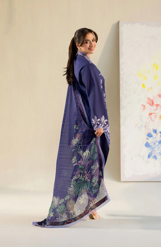 Sobia Nazir Vital Embroidered Lawn Unstitched 3 Piece Suit - 8B - SBN26VT - Blue - Summer Collection