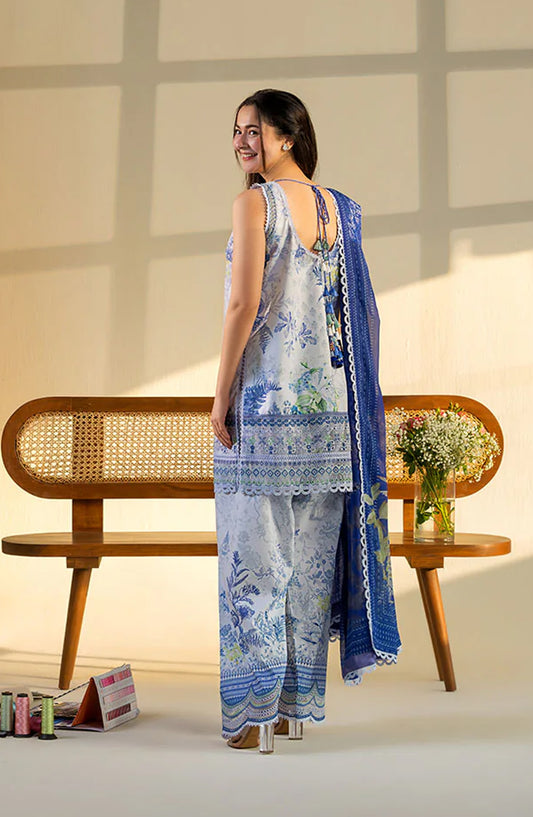 Sobia Nazir Vital Embroidered Lawn Unstitched 3 Piece Suit - 3B - SBN26VT - Blue - Summer Collection