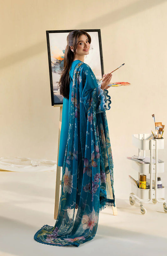 Sobia Nazir Vital Embroidered Lawn Unstitched 3 Piece Suit - 7A - SBN26VT - Teal - Summer Collection