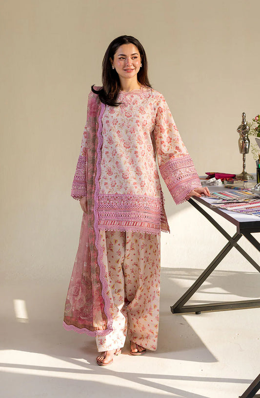 Sobia Nazir Vital Embroidered Lawn Unstitched 3 Piece Suit - 1A - SBN26VT - Pink - Summer Collection