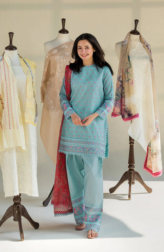 Sobia Nazir Vital Embroidered Lawn Unstitched 3 Piece Suit - 6A - SBN26VT - Blue - Summer Collection