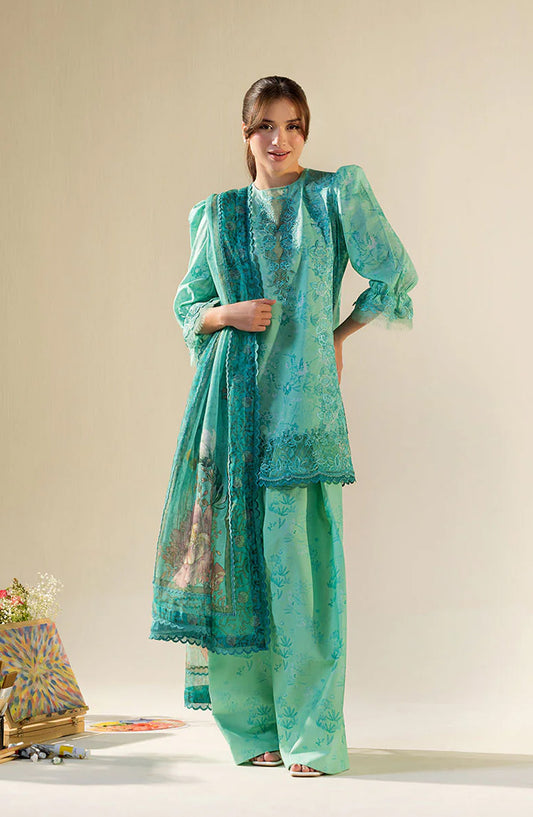 Sobia Nazir Vital Embroidered Lawn Unstitched 3 Piece Suit - 4B - SBN26VT - Green - Summer Collection
