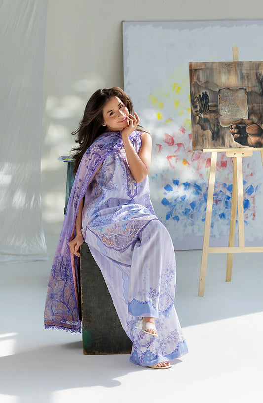 Sobia Nazir Vital Embroidered Lawn Unstitched 3 Piece Suit - 2B - SBN26VT - Purple - Summer Collection