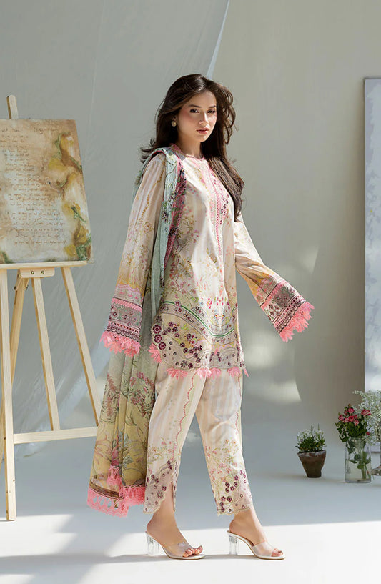 Sobia Nazir Vital Embroidered Lawn Unstitched 3 Piece Suit - 2A - SBN26VT - Fawn - Summer Collection