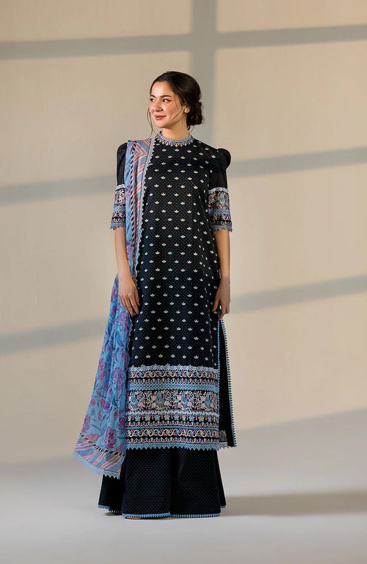 Sobia Nazir Vital Embroidered Lawn Unstitched 3 Piece Suit - 6B - SBN26VT - Black - Summer Collection