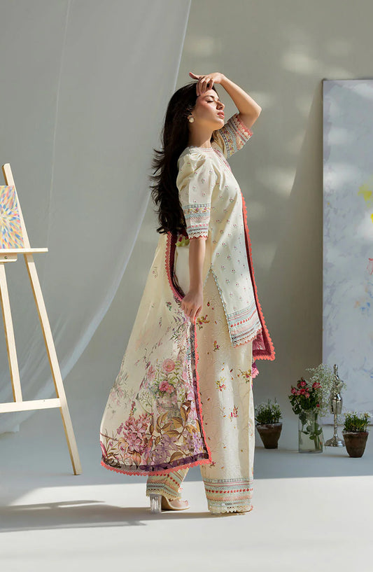 Sobia Nazir Vital Embroidered Lawn Unstitched 3 Piece Suit - 10A - SBN26VT - Fawn - Summer Collection
