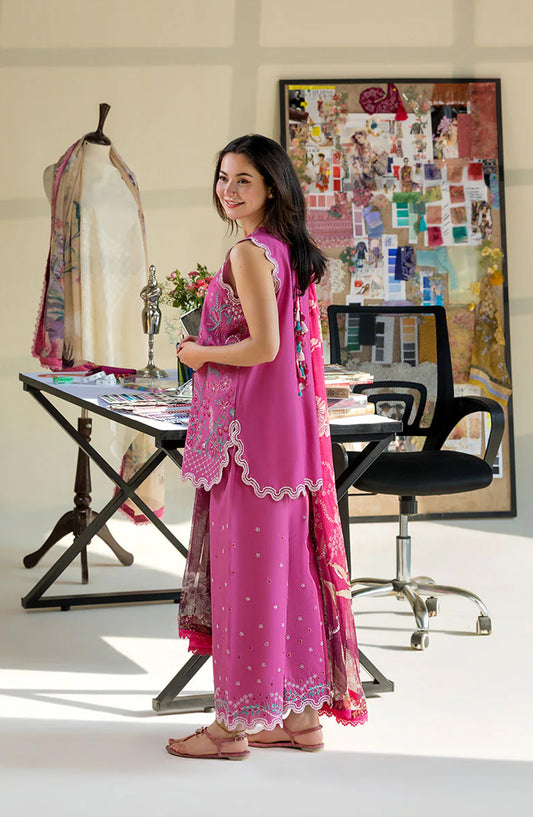 Sobia Nazir Vital Embroidered Lawn Unstitched 3 Piece Suit - 7B - SBN26VT - Pink - Summer Collection