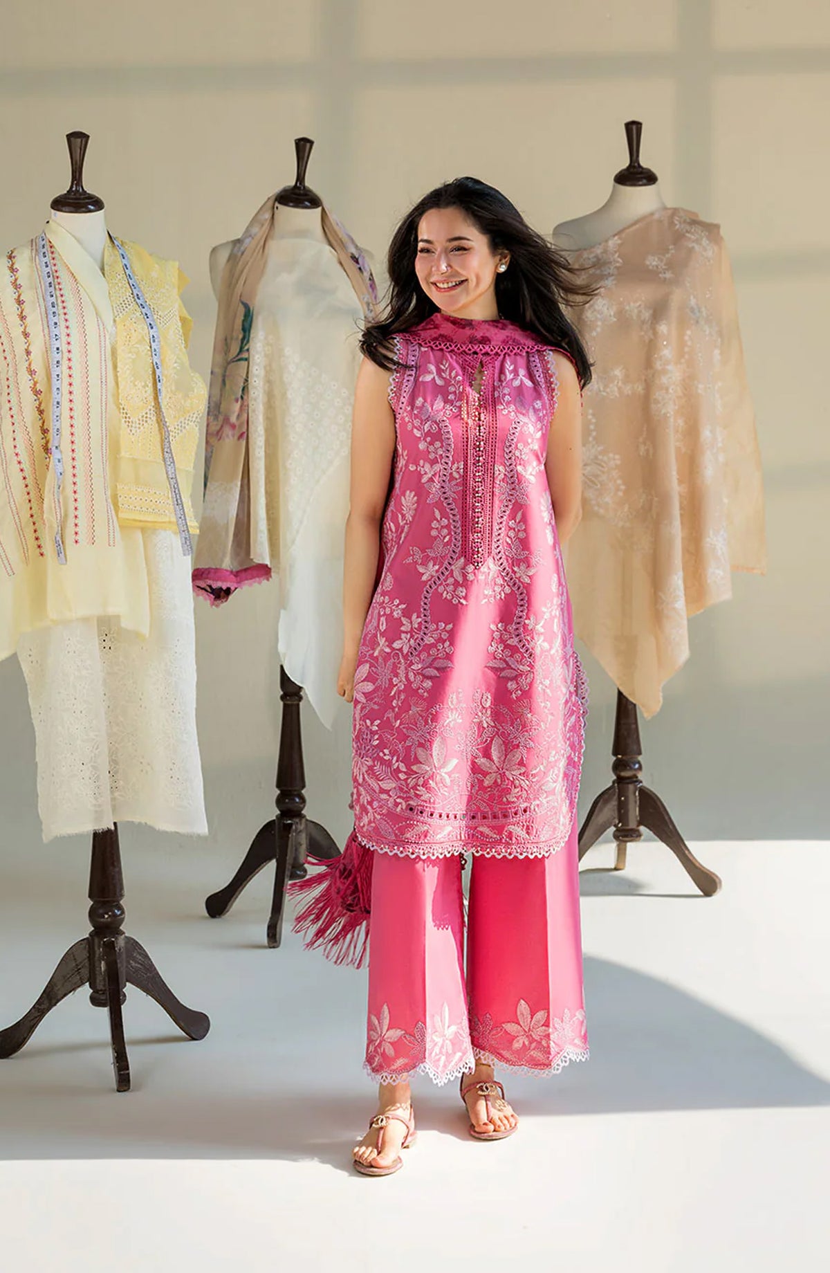 Sobia Nazir Vital Embroidered Lawn Unstitched 3 Piece Suit - 8A - SBN26VT - Pink - Summer Collection