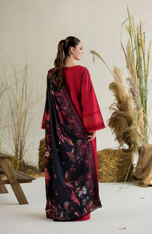 Sobia Nazir Embroidered Khaddar Unstitched 3 Piece Suit - Design-5A - SN25WN - Red - Winter Collection