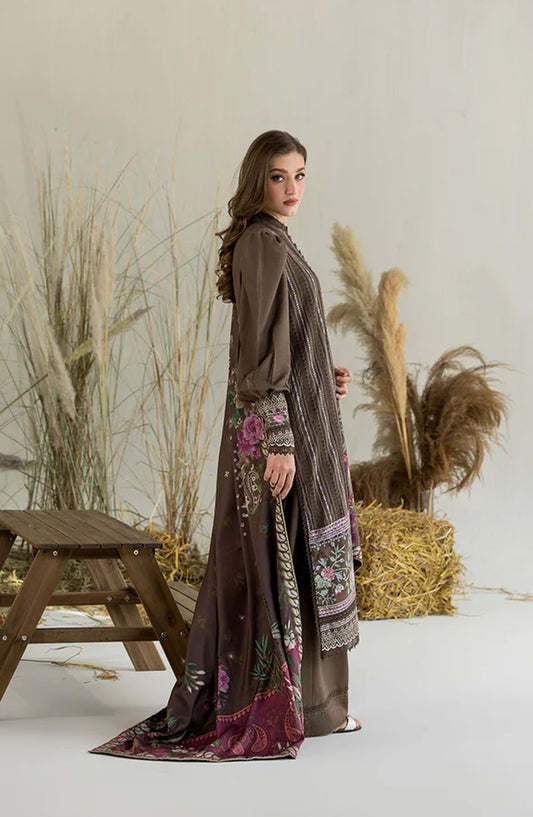 Sobia Nazir Embroidered Karandi Unstitched 3 Piece Suit - Design-3A - SN25WN - Brown - Winter Collection