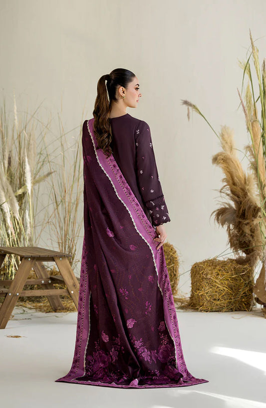 Sobia Nazir Embroidered Karandi Unstitched 3 Piece Suit - Design-2B - SN25WN - Purple - Winter Collection