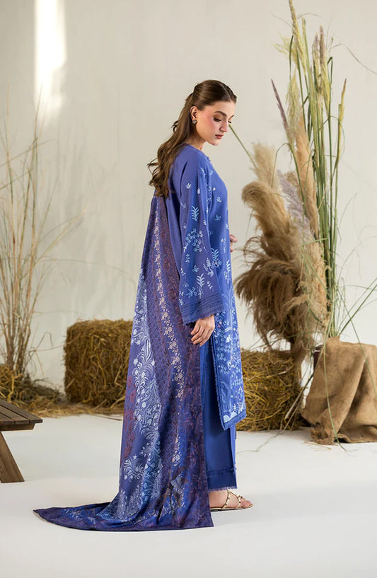 Sobia Nazir Embroidered Karandi Unstitched 3 Piece Suit - Design-1B - SN25WN - Blue - Winter Collection