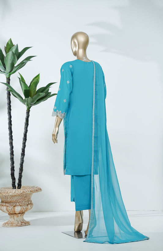 Soblue Love by Amna Khadija Embroidered Lawn Stitched 3 Piece Suit - AKSL-04 - AM26SOB - Blue - Eid Festive Collection