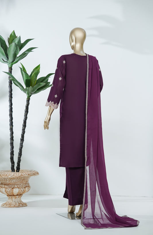 Soblue Love by Amna Khadija Embroidered Lawn Stitched 3 Piece Suit - AKSL-03 - AM26SOB - Purple - Eid Festive Collection