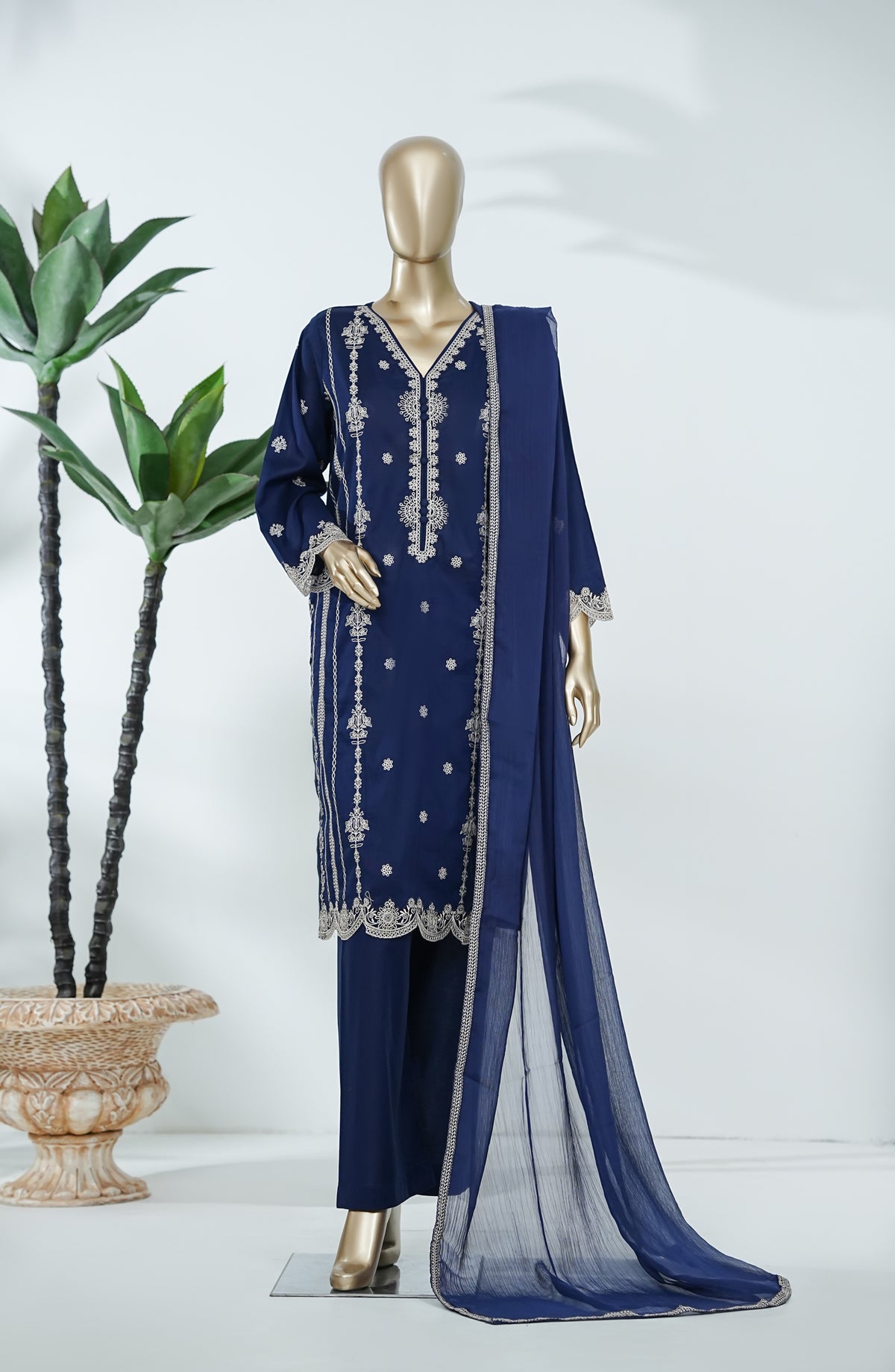 Soblue Love by Amna Khadija Embroidered Lawn Stitched 3 Piece Suit - AKSL-02 - AM26SOB - Blue - Eid Festive Collection