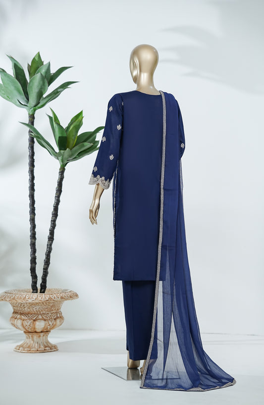 Soblue Love by Amna Khadija Embroidered Lawn Stitched 3 Piece Suit - AKSL-02 - AM26SOB - Blue - Eid Festive Collection