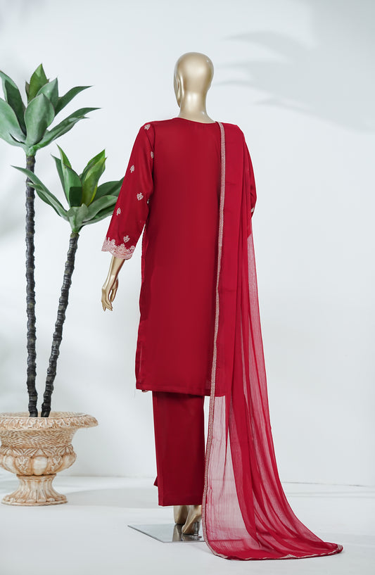 Soblue Love by Amna Khadija Embroidered Lawn Stitched 3 Piece Suit - AKSL-01 - AM26SOB - Red - Eid Festive Collection