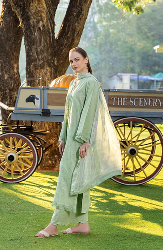 Sole by Sanam Saeed Embroidered Lawn Unstitched 3 Piece Suit - 07 ELAN - SS26MCE - Green - Summer Collection