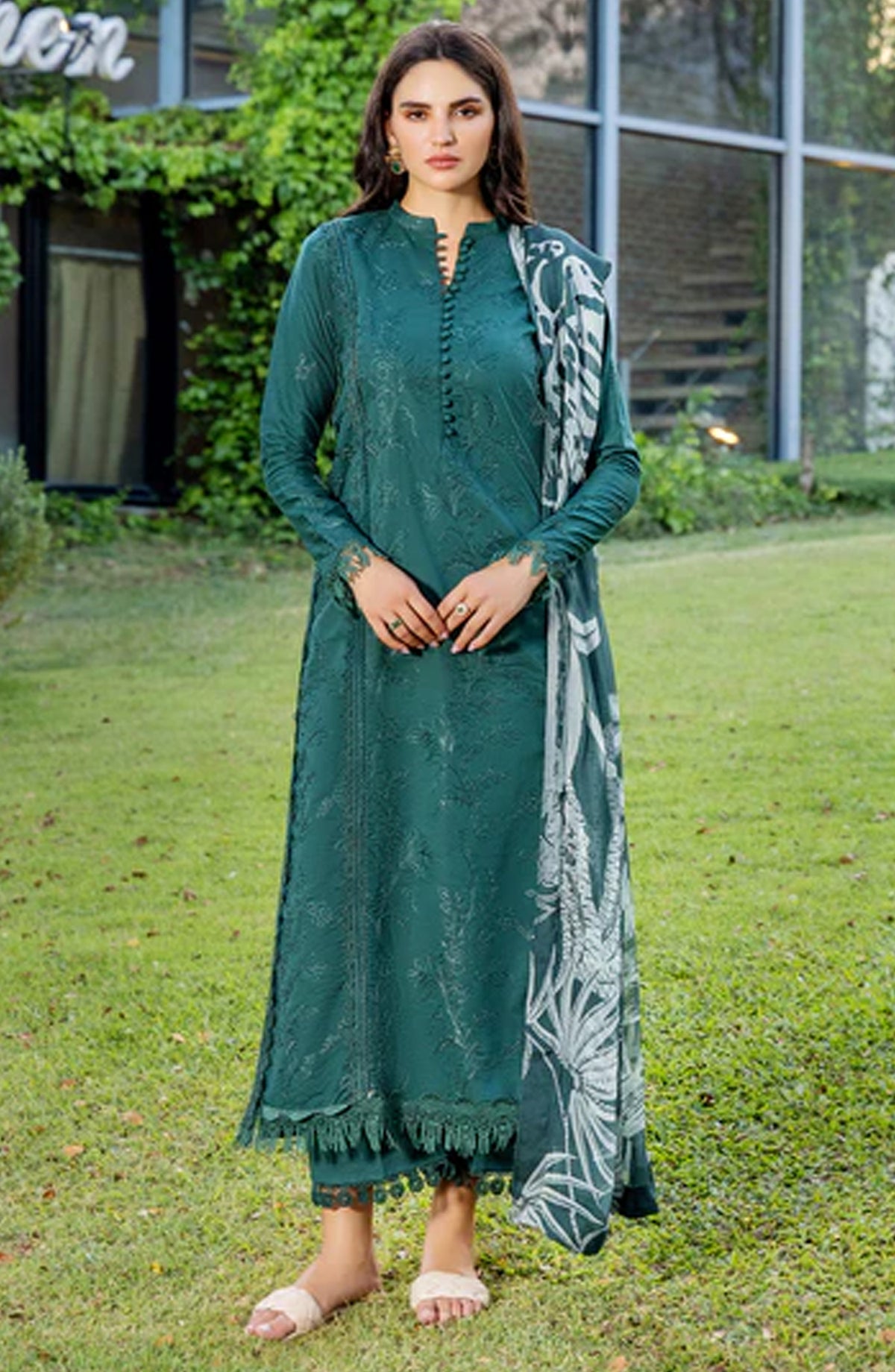 Sole by Sanam Saeed Embroidered Lawn Unstitched 3 Piece Suit - 06 MIRAGE - SS26MCE - Green - Summer Collection