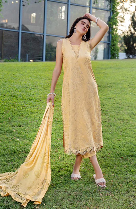 Sole by Sanam Saeed Embroidered Lawn Unstitched 3 Piece Suit - 04 ESSENCE - SS26MCE - Yellow - Summer Collection
