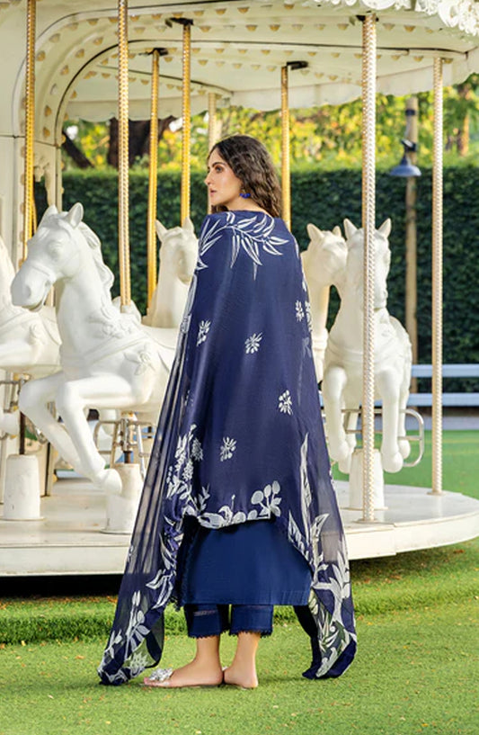 Sole by Sanam Saeed Embroidered Lawn Unstitched 3 Piece Suit - 03 SABLE - SS26MCE - Blue - Summer Collection