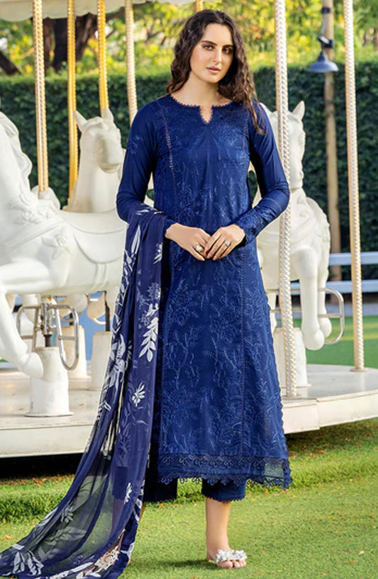 Sole by Sanam Saeed Embroidered Lawn Unstitched 3 Piece Suit - 03 SABLE - SS26MCE - Blue - Summer Collection