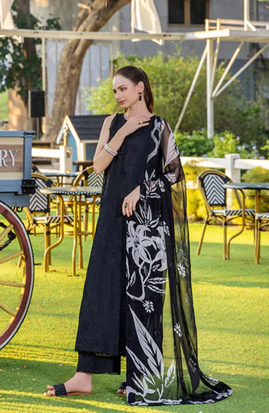 Sole by Sanam Saeed Embroidered Lawn Unstitched 3 Piece Suit - 02 AVEN - SS26MCE - Black - Summer Collection