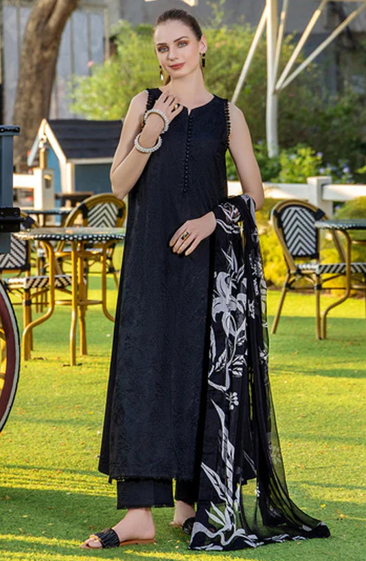 Sole by Sanam Saeed Embroidered Lawn Unstitched 3 Piece Suit - 02 AVEN - SS26MCE - Black - Summer Collection